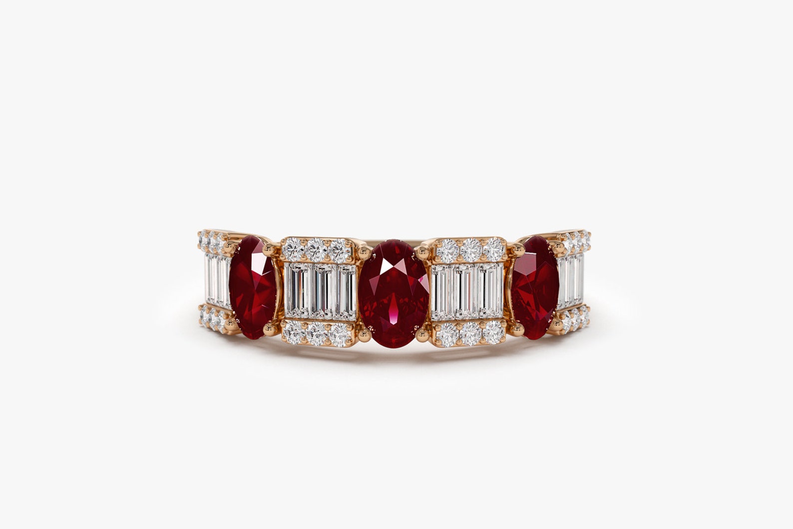 14K Gold Ruby Baguette Ring