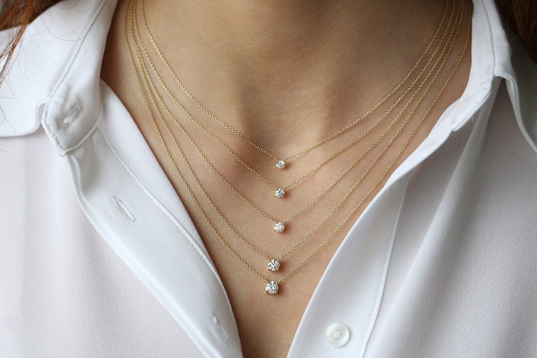 Three-Step Diamond Necklace Size 3mm 16 | WWAKE