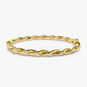 14k Gold Double Twisted Rope Stacking Bangle Bracelet