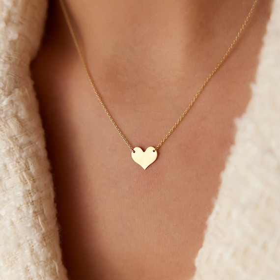 14k Gold Heart Necklace/ Heart Necklace/ Gold Necklaces/ Love Necklace/  Minimalist Heart Necklace/ Dainty Heart Necklace/ Gift for Mom - Etsy