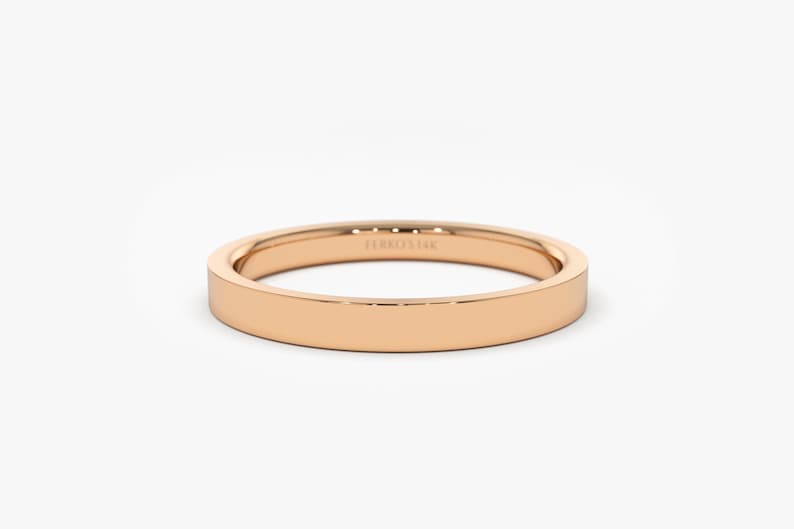 14k Flat wedding band 2MM Gold wedding band 14k Plain solid Gold Band Men and Women wedding band by Ferko/'s Fine Jewelry