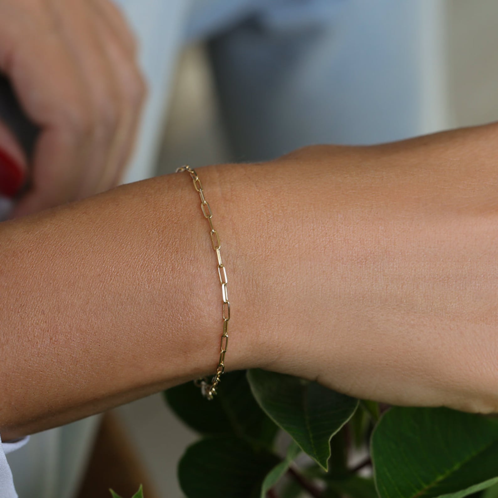 Paper Clip Bracelet / 14k Solid Gold Tiny Paper Clip Link Etsy