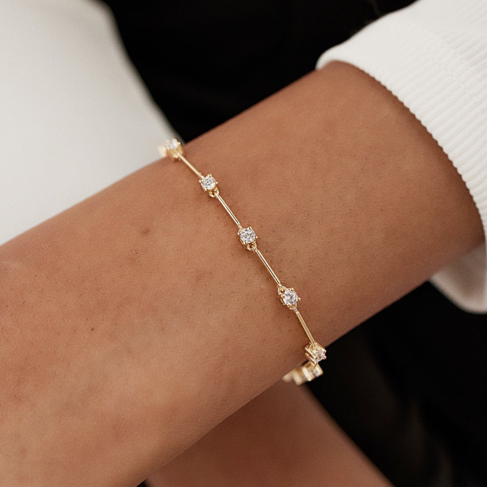 Diamond Tennis Bracelet / 14k Solid Gold Genuine Natural Diamond Infinity Bracelet / Beautiful Women's Diamond Bracelet Ferkos Fine Jewelry