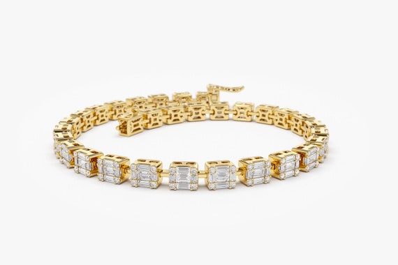 14Kt Gold 4 Ct Genuine Natural Diamond Tennis Bracelet | eBay