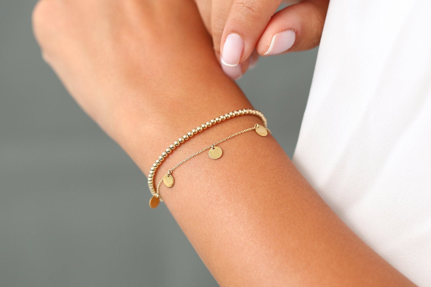Etsy gold beaded bracelet deals