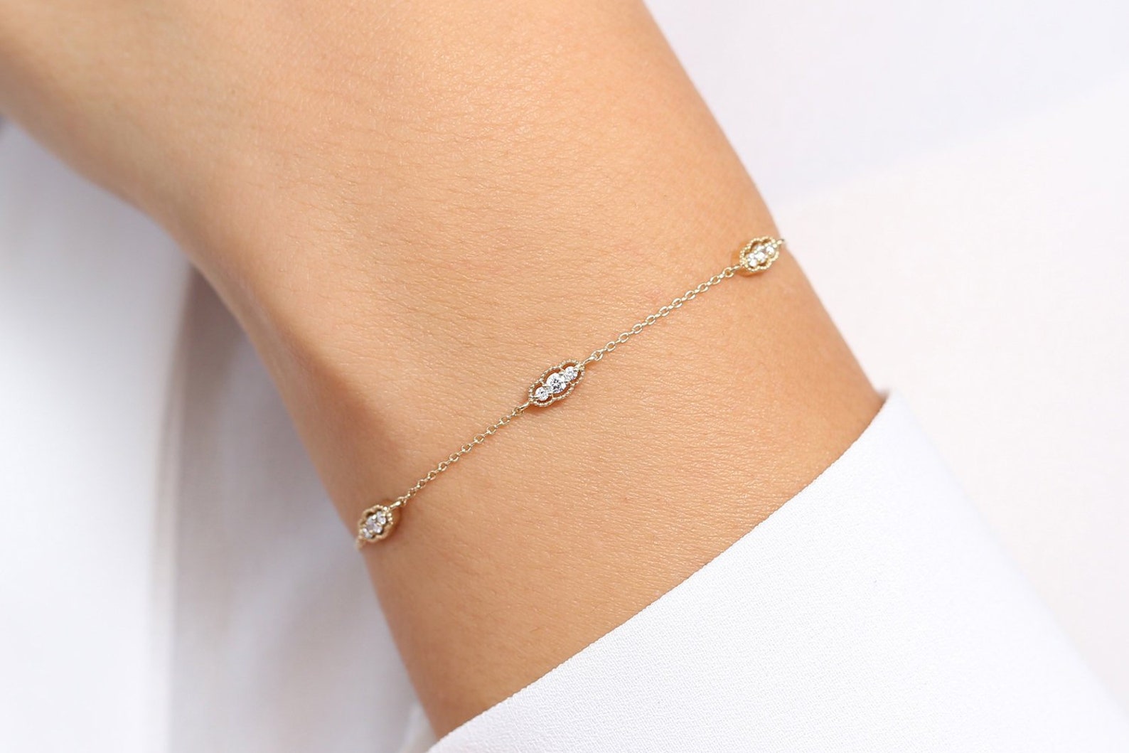Diamond Bracelet / Delicate Diamond Bracelet for Women/ 3 - Etsy