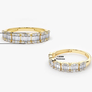 Baguette Diamond Ring / 14k Gold Half Eternity Baguette and Round ...