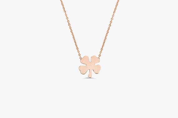 Leaf Diamond Necklace Rose Gold Drop Pendant Layering Necklaces Charm 14K Yellow Gold - Made to Order