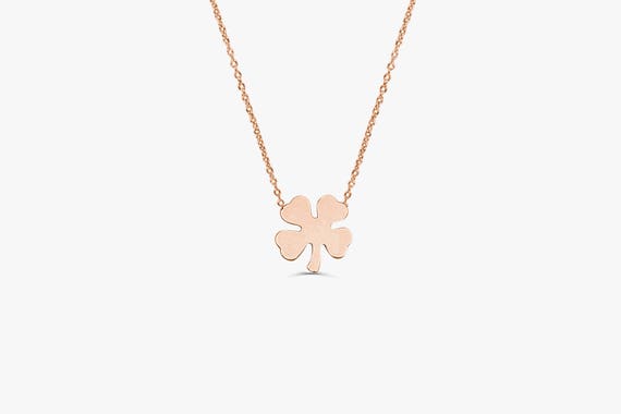 14K Gold Four Leaf Clover Charm Necklace Made to Order Clover