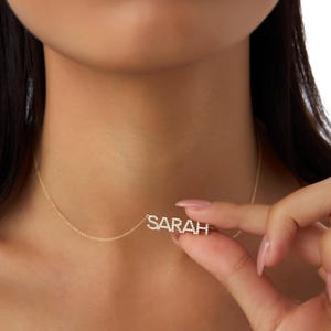 Personalized Diamond Name Necklace, 14K Gold Dainty Layering Name Necklace, Minimalist Customized Diamond Letter Necklace, Graduation Gift