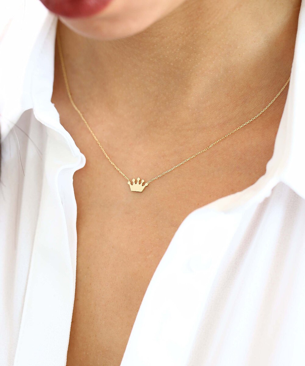 Crown Necklace/ 14K Gold Crown Necklace 