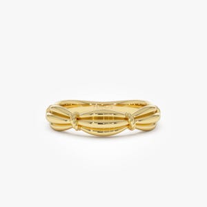 Anello in oro massiccio, anello con nodo in oro 14k, fascia intrecciata testurizzata per donna, anello in oro delicato per tutti i giorni, idea regalo di alta gioielleria