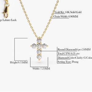 14k gold diamond cross necklace Measurements