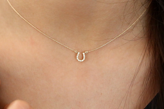 14K Gold Horseshoe Pendant Lucky Jewelry Horse Lover Gift Small Horseshoe Good Luck Charm Gold Horseshoe Lucky Horseshoe Lucky Gift