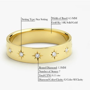 14k Gold Wedding Band with Diamond Measurements