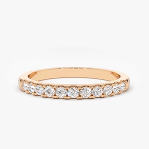 2MM Womens Diamond Wedding Band 14k Rose Gold