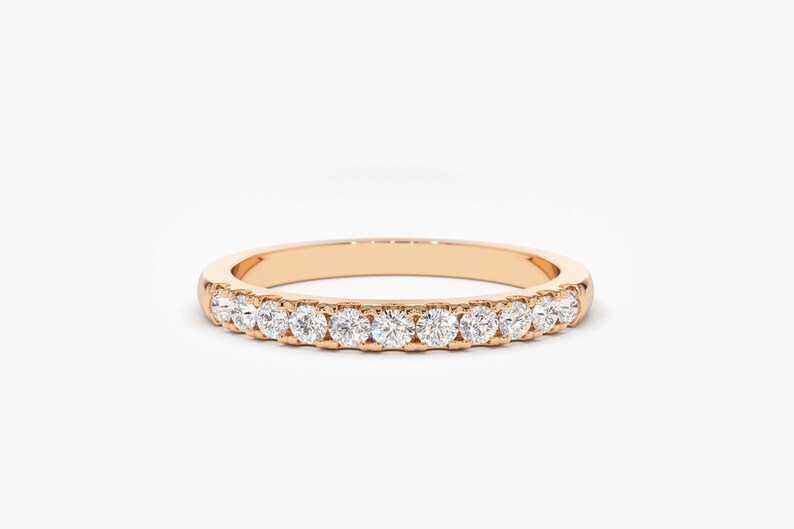 2MM Womens Diamond Wedding Band 14k Rose Gold