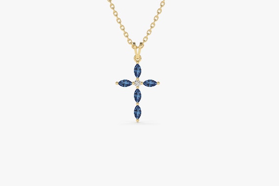 Genuine sapphire outlet cross necklace