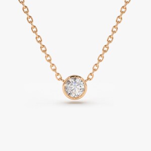 14k Rose Gold Diamond Solitaire Necklace