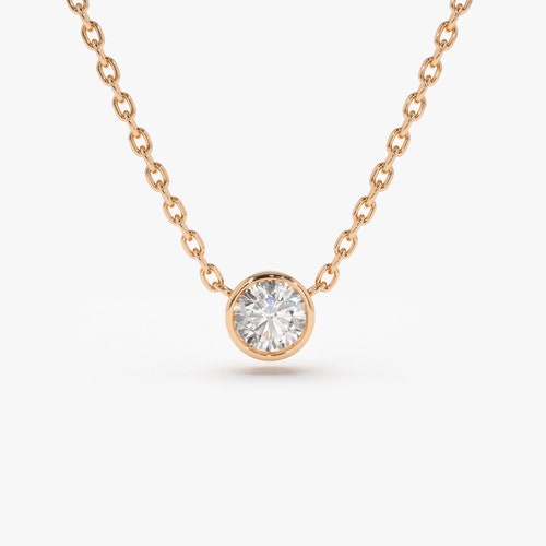 RESERVED for Austin / EXCHANGE shops with 0.012 Ctw Dainty Diamond Bezel Set Necklace
