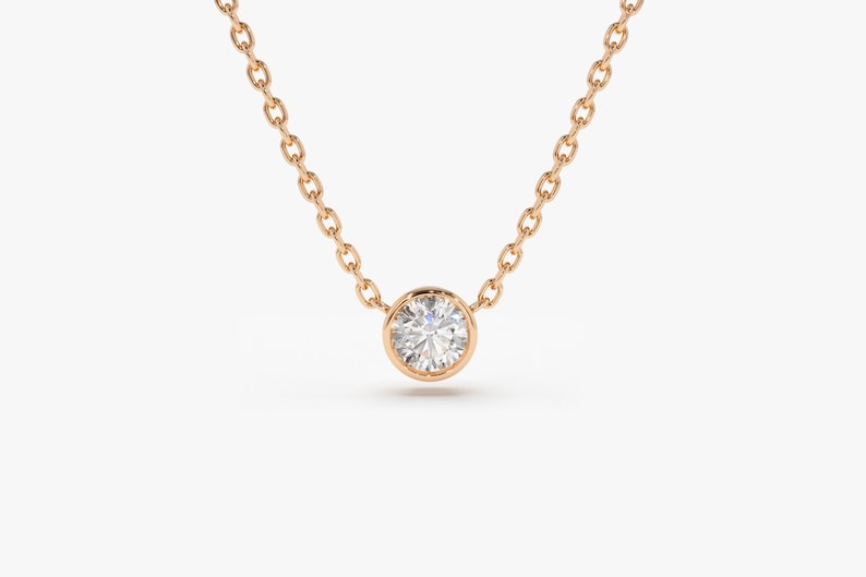 14k Rose Gold Diamond Solitaire Necklace