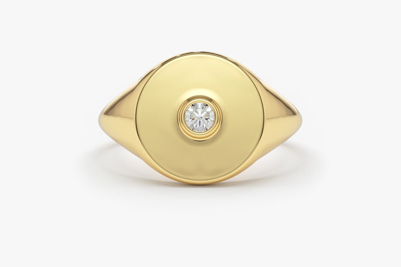 Diamond Ring / 14k Solid Gold Bezel Setting Diamond Etsy