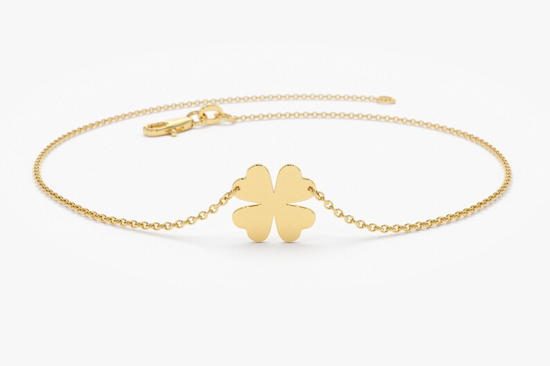14K Gold Four Leaf Clover Charm Bracelet / Clover Bracelet Etsy