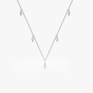 14k White Gold Marquise Diamond Dangling Necklace