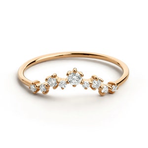 14k Rose Gold Curved Diamond Cluster Ring