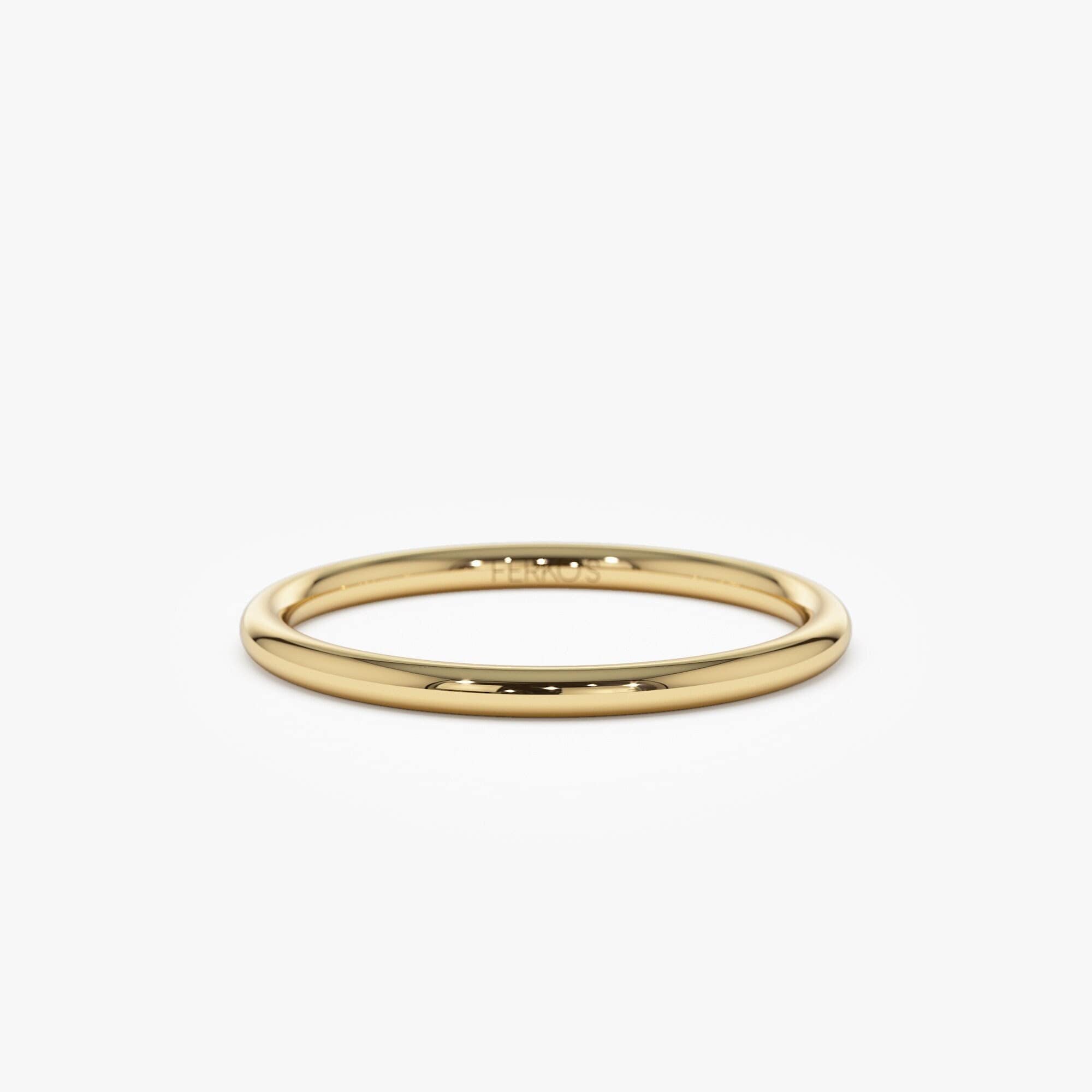 14K Solid Gold Wedding Band 1.5 MM / Dainty Stacking Ring / Simple Spacer Ring / Thin Round wedding band