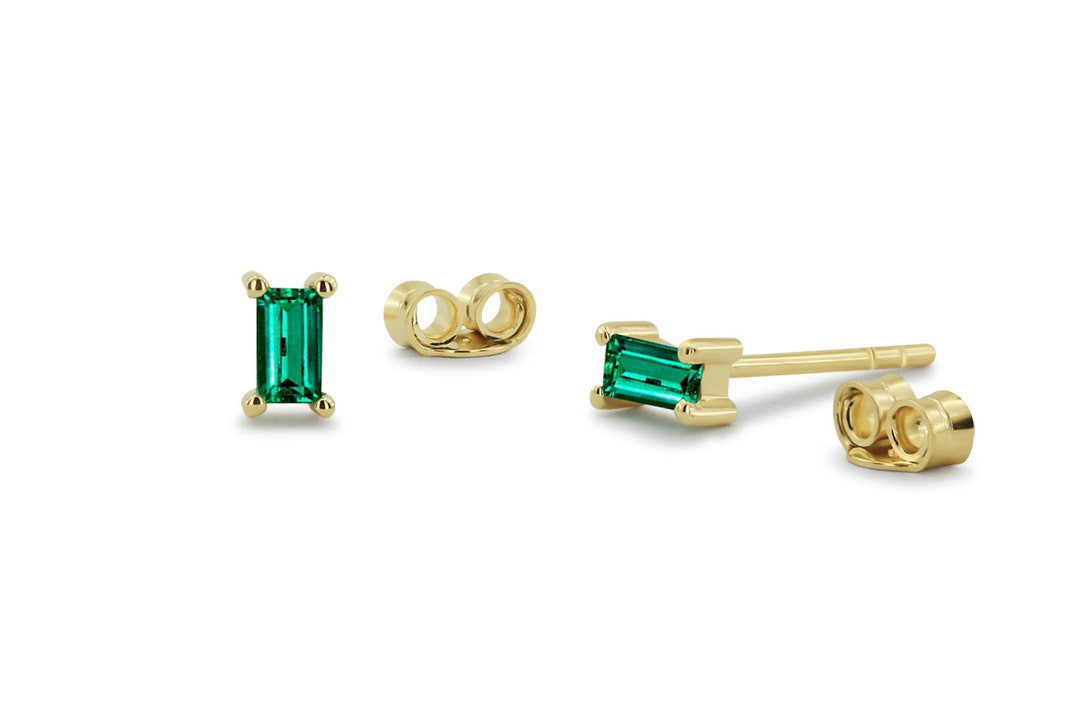 Emerald baguette clearance stud earrings