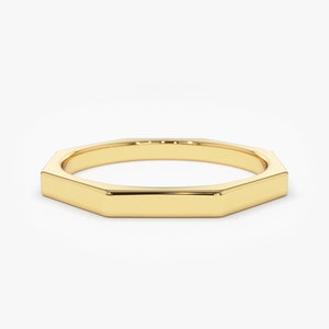 Octagon Gold Ring / 14k Solid Gold Ring / Minimalist Geometric Design ...