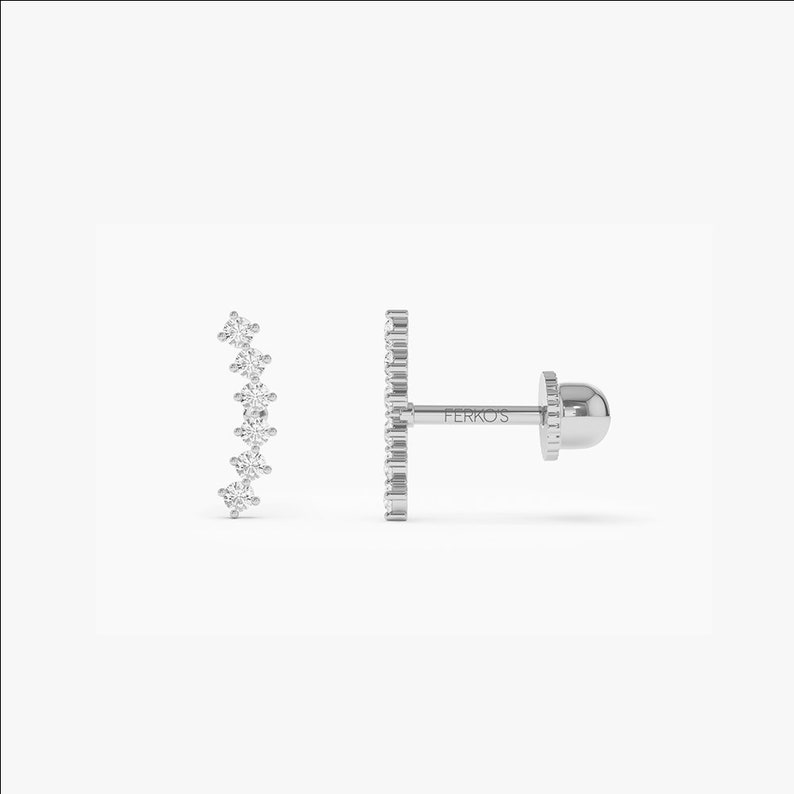 14k White Gold Diamond Cluster Helix Piercing