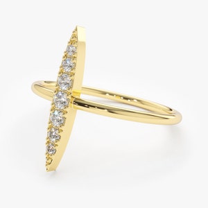 14k Gold Stackable Diamond Micro Pave Ring Side View