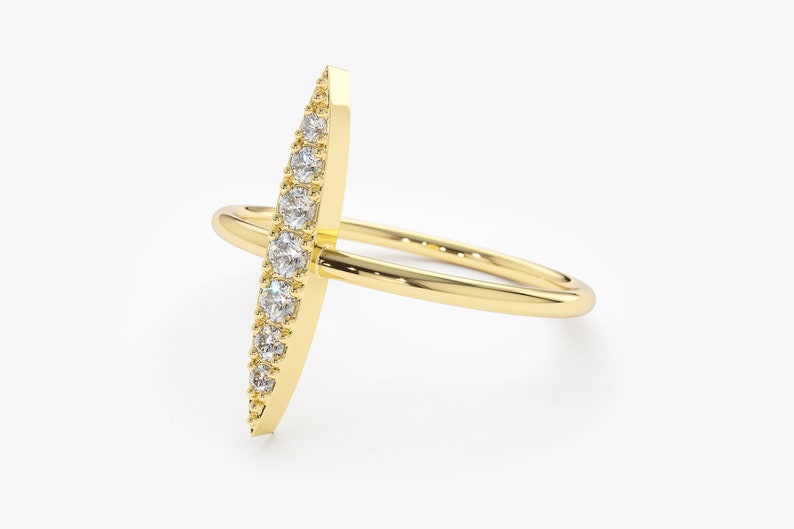 14k Gold Stackable Diamond Micro Pave Ring Side View