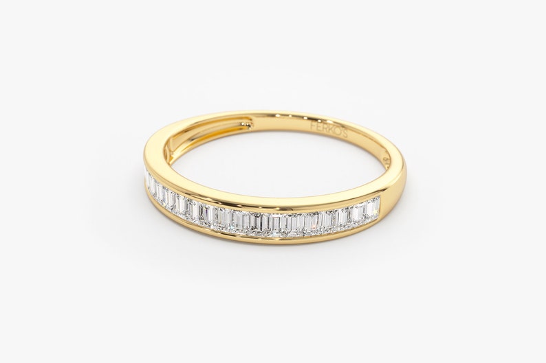 14k Baguette Diamond Wedding Band