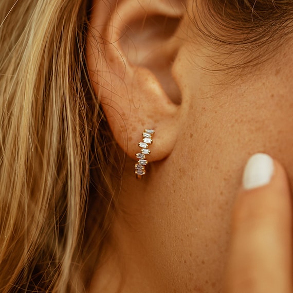 Diamond mini hotsell huggie earrings