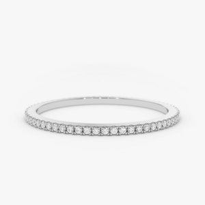 14k White Gold Thin Diamond Wedding Band