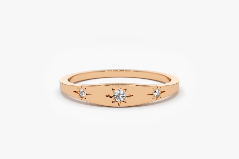 14k Rose Gold Dainty Delicate Minimal Diamond Ring