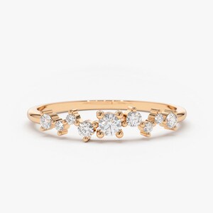 Multi Stone Diamond Ring / 14k Gold Diamond Cluster Ring / - Etsy