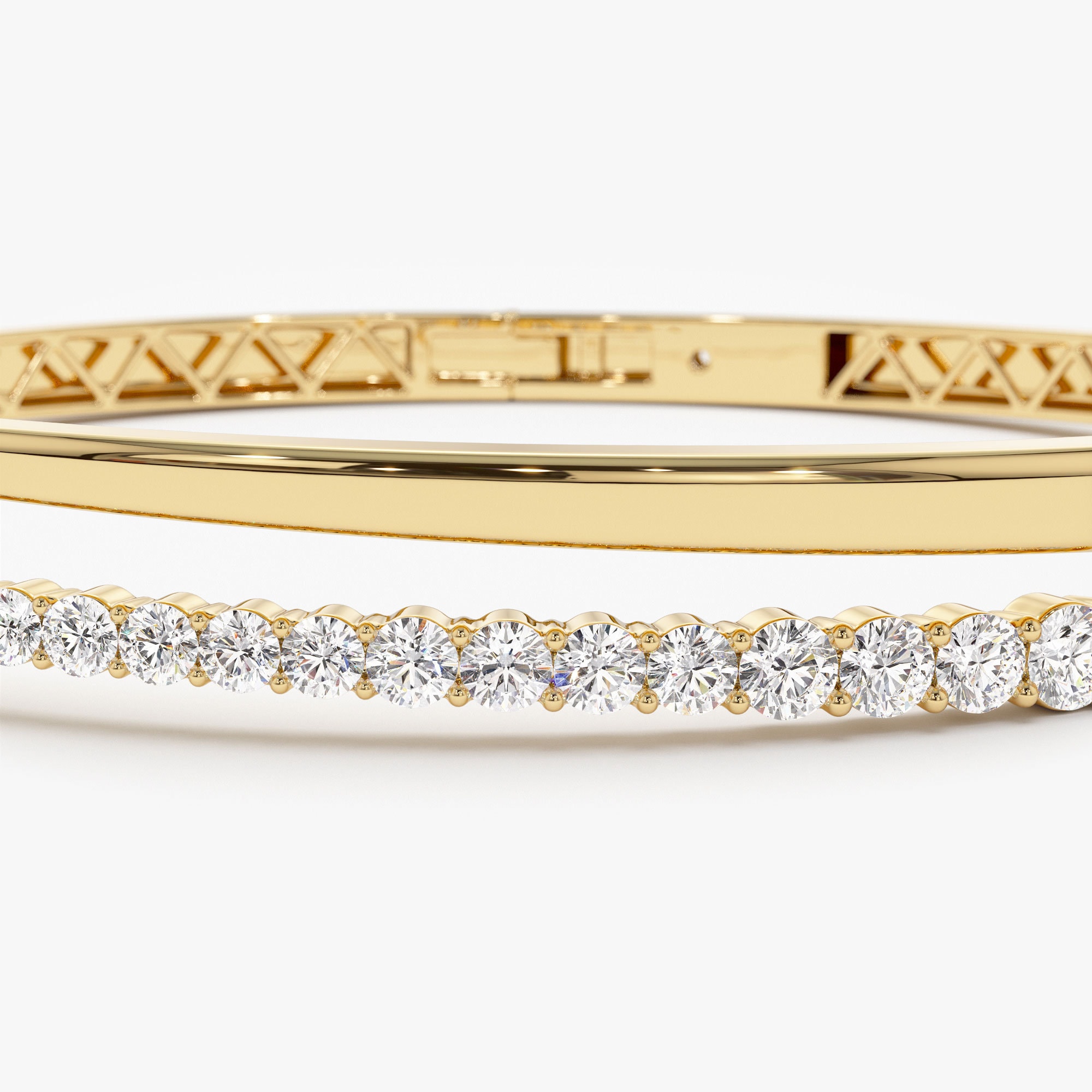 ユニークなダイヤモンドバングルブレスレット 1ct、14K クロスオーバー 