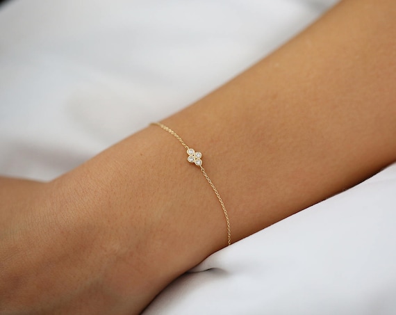 18k Gold Floral Cluster Diamond Bracelet | Raj Jewels