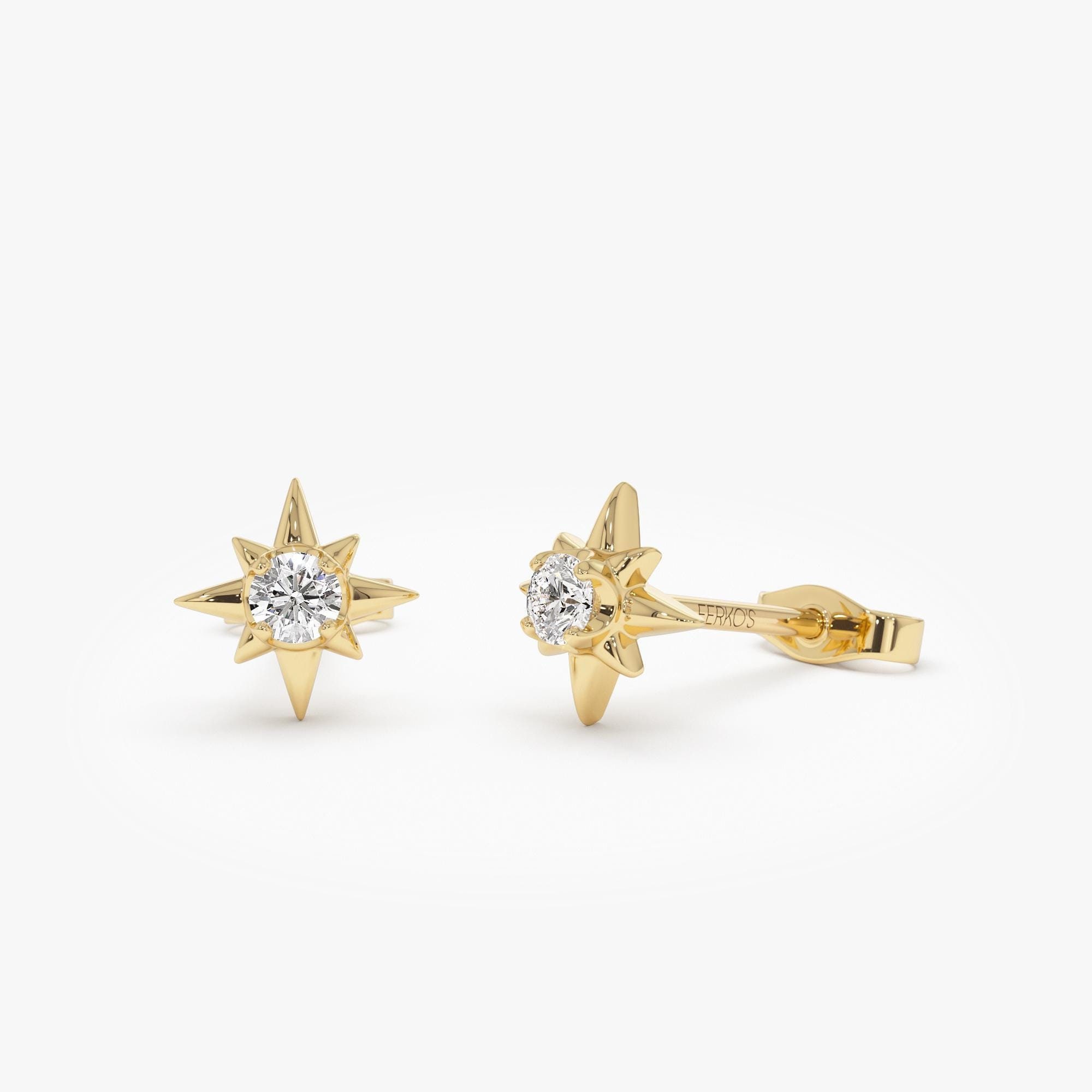 Numbering ♥ #7205_(10K Gold) Mini Star Stud Earrings Mini Star Studs [10K Solid Gold] – Shapes Studio