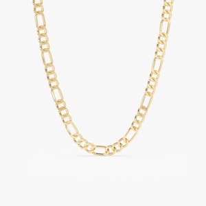 Figaro Chain / 14k Solid Gold Figaro Chain Necklace / 3MM Gold Chain Necklace / Womens Chain by Ferkos Fine Jewelry / Mothers Day Gift