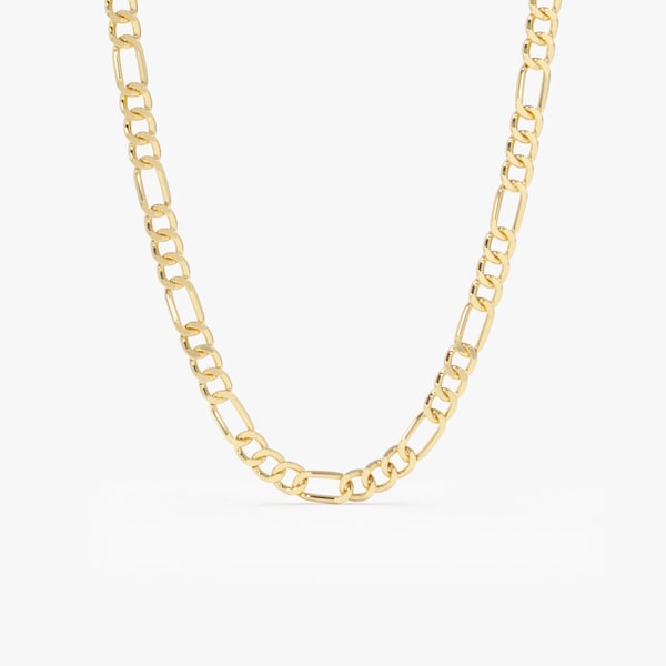 Figaro Chain / 14k Solid Gold Figaro Chain Necklace / 3MM Gold Chain Necklace / Womens Chain by Ferkos Fine Jewelry / Mothers Day Gift