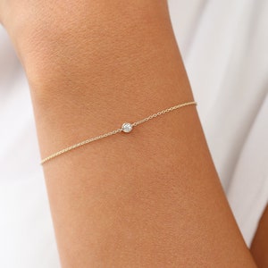 Diamond Bracelet / Diamond Solitaire Bracelet / Diamond Bezel Bracelet / Diamond Bracelet / Dainty Diamond Bracelet