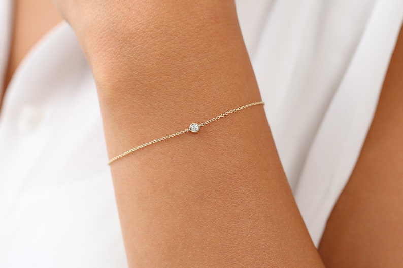 Diamond Bracelet / Diamond Solitaire Bracelet / Diamond Bezel Bracelet / Diamond Bracelet / Dainty Diamond Bracelet