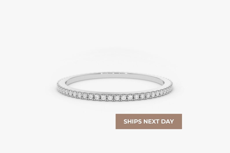 Micro Pave Diamond Eternity Band in 14k White Gold