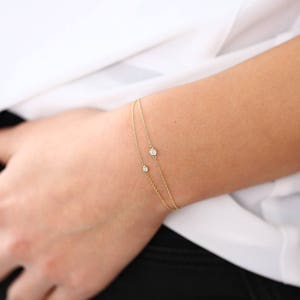 Diamond Bracelet / Diamond Solitaire Bracelet / Diamond Bezel Bracelet / Diamond Bracelet / Dainty Diamond Bracelet