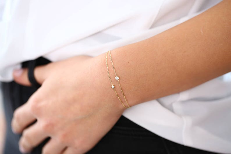 Diamond Bracelet / Diamond Solitaire Bracelet / Diamond Bezel Bracelet / Diamond Bracelet / Dainty Diamond Bracelet